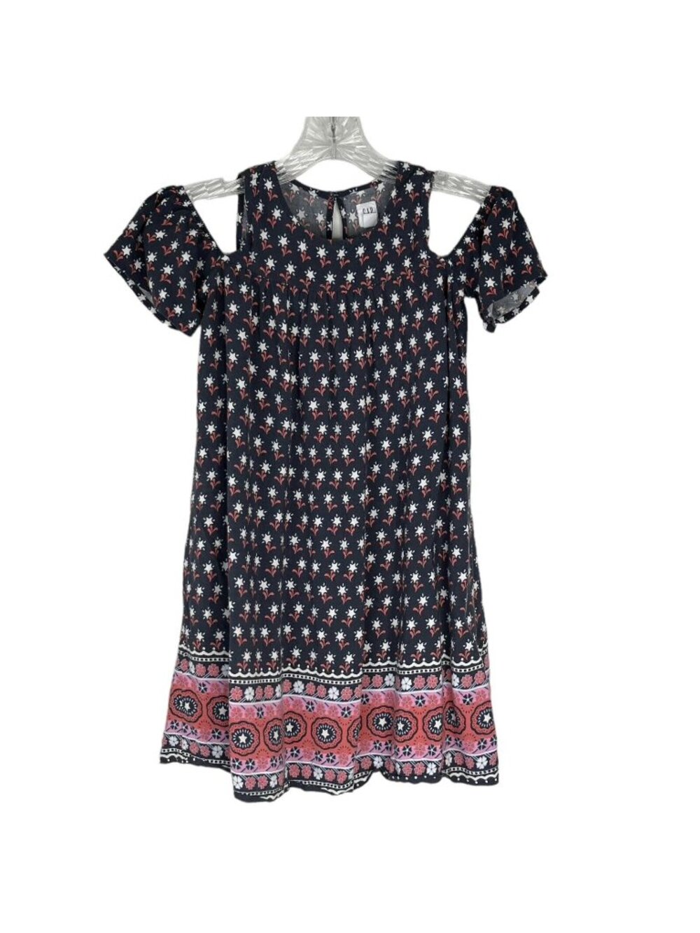 Gap Kids Dress Girls Medium Blue Pink Cold Shoulder Shift Summer